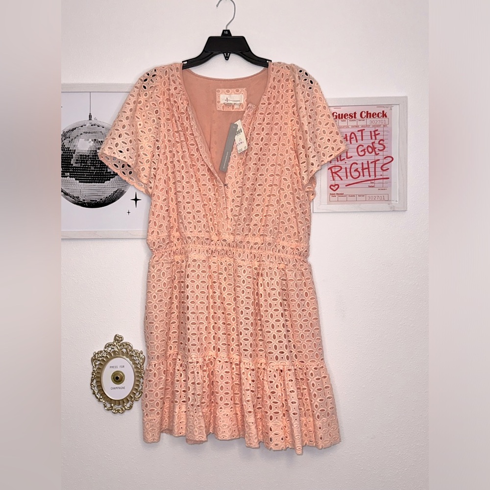 Peach Anthropologie Eyelet Dress - WITH POCKETS!